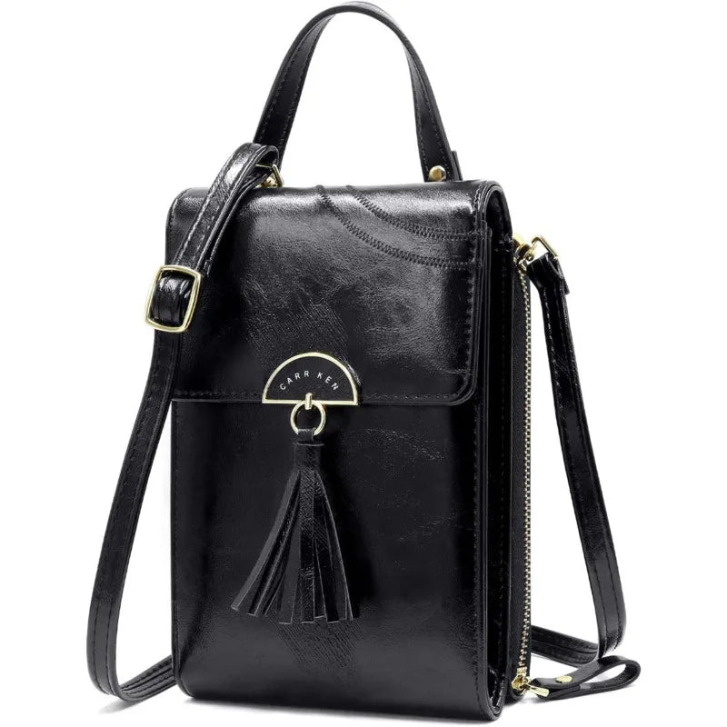 Cell PU Leather Small Cross Body Mini Wallet Purse Bag - Black