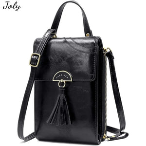 Cell PU Leather Small Cross Body Mini Wallet Purse Bag - Black