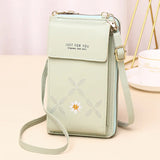 Flower Embroidery Crossbody Bag Women Large-capacity PU Leather Shoulder Wallet