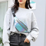 Cgration Women Holographic Waist Fanny Pack Belt Bag Pouch Travel