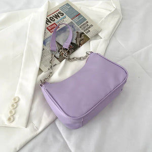 Chain Bag Shoulder Bags for Women Underarm PU Zipper Summer Casual Handbag