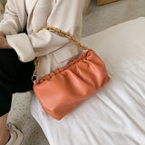 Cloud Dumpling Shape Chain Bag PU Leather Shoulder Purse Handbag Totes