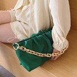 Cloud Dumpling Shape Chain Bag PU Leather Shoulder Purse Handbag Totes