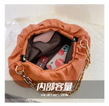 Cloud Dumpling Shape Chain Bag PU Leather Shoulder Purse Handbag Totes