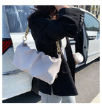 Cloud Dumpling Shape Chain Bag PU Leather Shoulder Purse Handbag Totes