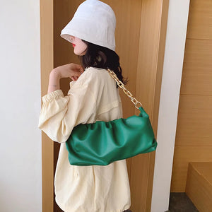Cloud Dumpling Shape Chain Bag PU Leather Shoulder Purse Handbag Totes