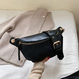 Chain Banana Waist Bag Belt Bag Women Waist Pack PU Leather Chest bag