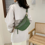 Chain Banana Waist Bag Belt Bag Women Waist Pack PU Leather Chest bag