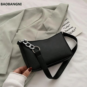 Chain Shoulder Bags PU Leather Underarm Flap Daily Travel Han