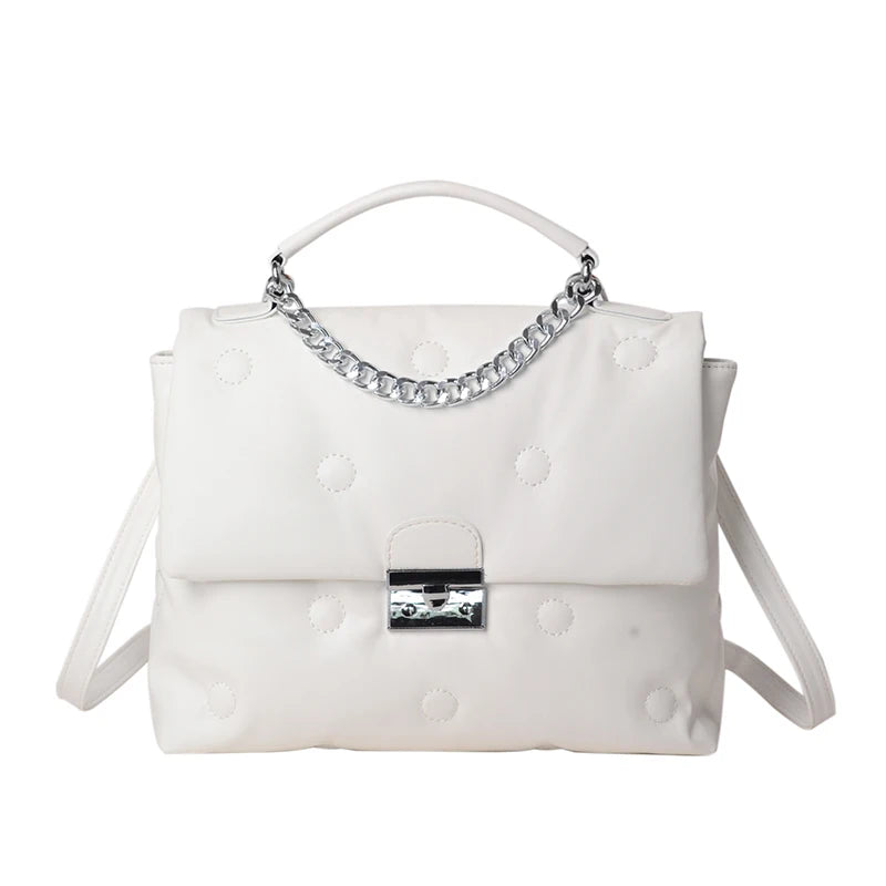 Chain Handbags PU Leather Crossbody Bags For Women Winter Space Cotton Bag Shoul