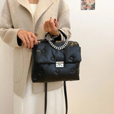 Chain Handbags PU Leather Crossbody Bags For Women Winter Space Cotton Bag Shoul