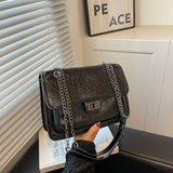 Chain PU Leather Crossbody Bags For Women Shoulder Flap Bag Lady Thread Handbags