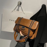 Chain PU Leather Crossbody Bags For Women Shoulder Flap Bag Lady Thread Handbags