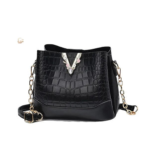 Crocodile Texture Chain Bucket Bag Women Messenger Bag