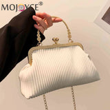 Chain Clutch Bag Top-handle Bag PU Leather Soft Metal Buckle