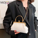Chain Clutch Bag Top-handle Bag PU Leather Soft Metal Buckle