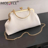 Chain Clutch Bag Top-handle Bag PU Leather Soft Metal Buckle