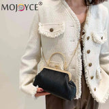 Chain Clutch Bag Top-handle Bag PU Leather Soft Metal Buckle