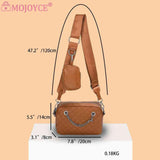 Embroidered Rhombic Lattice Commute Bag with Small Purse