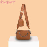 Embroidered Rhombic Lattice Commute Bag with Small Purse