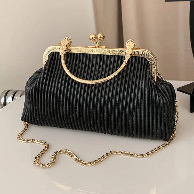Chain Crossbody Bag Clutch Bag PU Leather Soft Metal Buckle