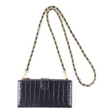 Crocodile Pattern Chain Crossbody Bag with Magnetic Buckle Lock