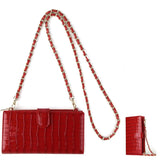 Crocodile Pattern Chain Crossbody Bag with Magnetic Buckle Lock