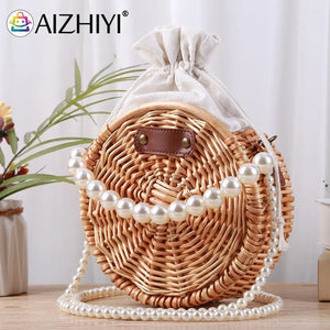 Woven Circle Chain Crossbody Bag Messenger