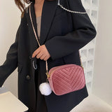 Plush Chain Crossbody Bag for Women Small Purse Handbag Shoulder