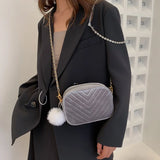 Plush Chain Crossbody Bag for Women Small Purse Handbag Shoulder