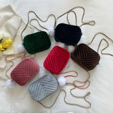 Plush Chain Crossbody Bag for Women Small Purse Handbag Shoulder