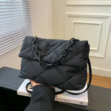 Square Nylon Crossbody Bag Quilted Flap Handbag for Girls