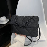 Square Nylon Crossbody Bag Quilted Flap Handbag for Girls