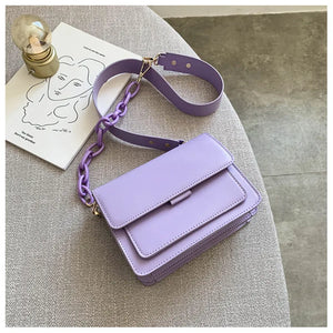 Chain Mini PU Leather Flap Bags for Women Summer Lady Shoulder Handbag