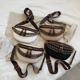Chain Waist Bags Weave PU Leather Fanny Pack For Women Shoulder Chest Bag