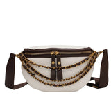 Chain Waist Bags Weave PU Leather Fanny Pack For Women Waist Pack