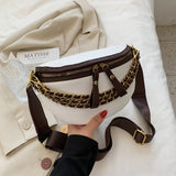 Chain Waist Bags Weave PU Leather Fanny Pack For Women Waist Pack