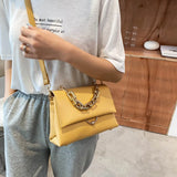 Small PU Leather Flap Crossbody Bag Yellow