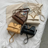 Small Yellow Crossbody Bag with Chain Strap