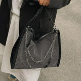 Chain Diamonds Totes Shoulder Bags for Women Large Capacity