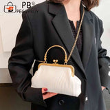Chain Evening Bag Ladies Messenger Bag PU Leather Casual Soft Metal Buckle