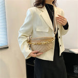 Canvas Waist Bag Fanny Pack Women Chain Shoulder Crossbody Bag