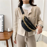 Canvas Waist Bag Fanny Pack Women Chain Shoulder Crossbody Bag