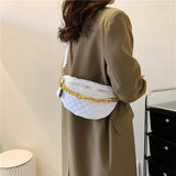 Canvas Waist Bag Fanny Pack Women Chain Shoulder Crossbody Bag