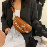 Chain Fanny pack Women Leather Waist Bag Mini Female Belt Bags