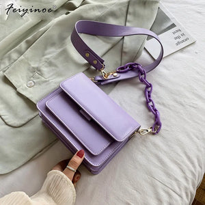 Winter Lady Shoulder Handbag Cross Body Bag Mini PU Leather Solid Bag