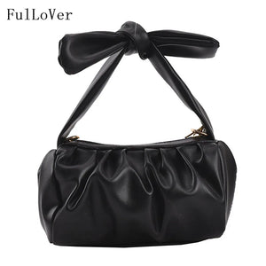 Chain Handbags Shoulder Bags Fold Portable Messenger Bags Bow Solid Bag