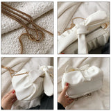 Chain Handbags Shoulder Bags Fold Portable Messenger Bags Bow Solid Bag