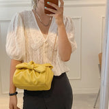 Chain Handbags Shoulder Bags Fold Portable Messenger Bags Bow Solid Bag