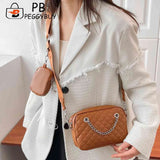 Embroidered Rhombic Lattice Square Bag with Small Purse for Vacation